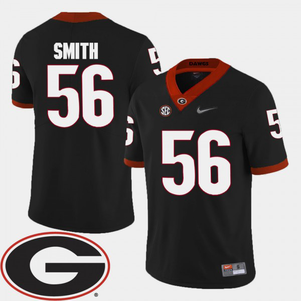 Men's #56 Garrison Smith Georgia Bulldogs College Football 2018 SEC Patch For Jersey - Black